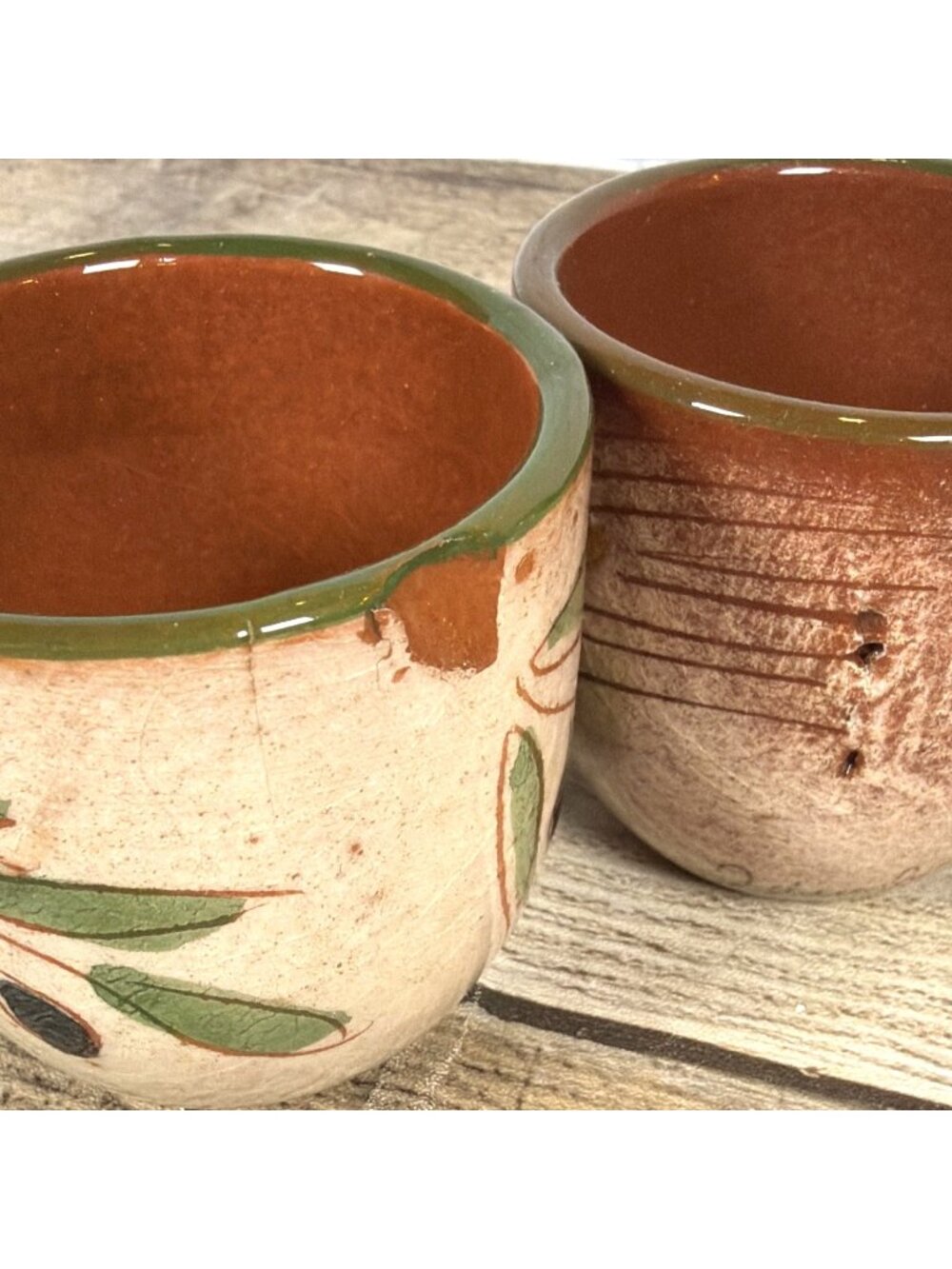 VTG Signed Hand Painted Greek Art Pottery Candlestick Holder Floral Tumblers Set - Picture 15 of 16